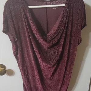 Lane Bryant Burgundy Cowl Neck Draped Blouse